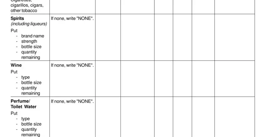 How one can fill in personal belongings customs form part 5