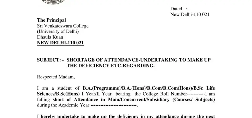 Filling in segment 1 of short attendance application