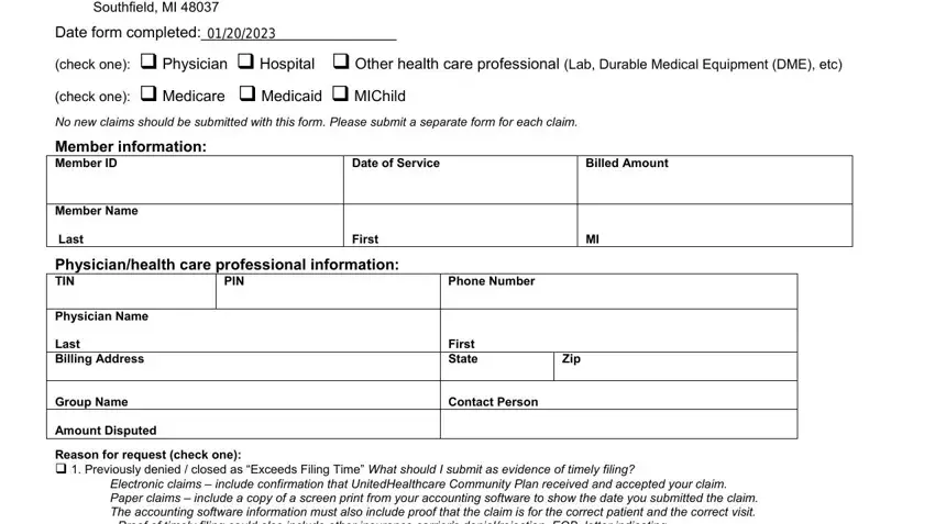 Stage no. 1 in filling out uhc reconsideration form pdf