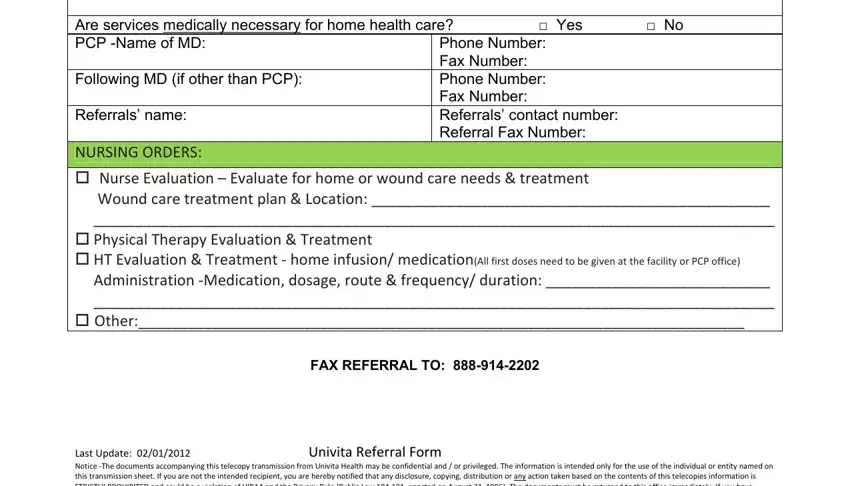 A way to complete Univita Form part 2