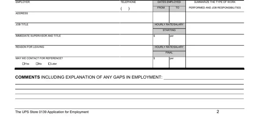 Filling out section 4 of ups store application online