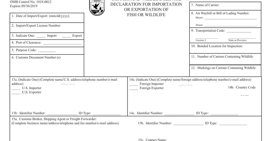 Step number 1 for completing usfws declaration form 3 177