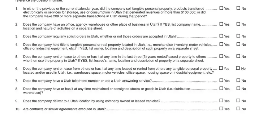 Step number 2 in completing utah tax nexus