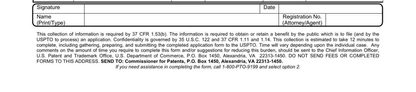 Completing segment 3 of utility patent application form