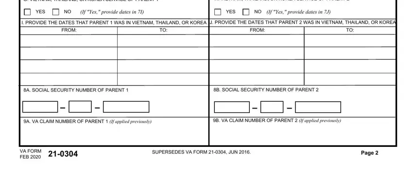 Filling in section 2 of number veterans certain