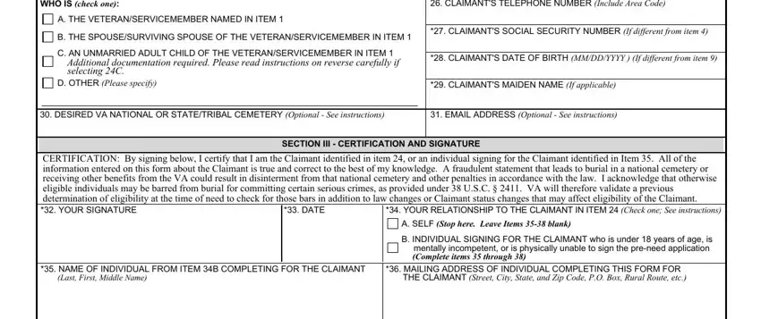 CLAIMANTS MAIDEN NAME If, DESIRED VA NATIONAL OR, and CLAIMANTS TELEPHONE NUMBER in va form 40 10007 fillable