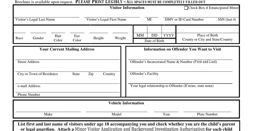 Completing section 1 of Vadoc Form