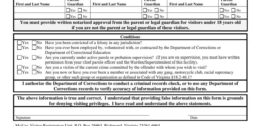 Stage no. 2 in submitting Vadoc Form
