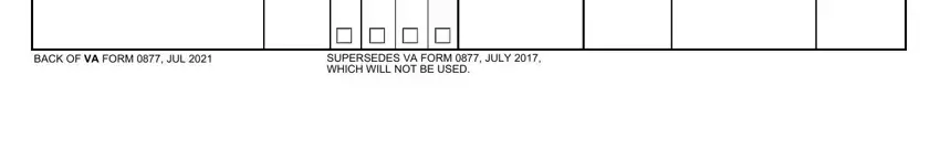 BACK OF VA FORM  JUL, SUPERSEDES VA FORM  JULY  WHICH, and BACK OF VA FORM  JUL of form 0877 va form