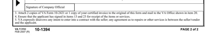 Step # 5 for completing 10 1394 va form