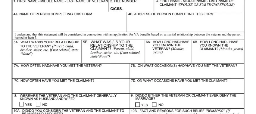 Part no. 1 of filling out va form 21p 4171
