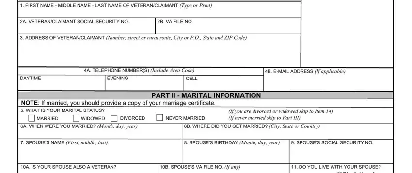 The way to fill out form 21 527ez portion 1