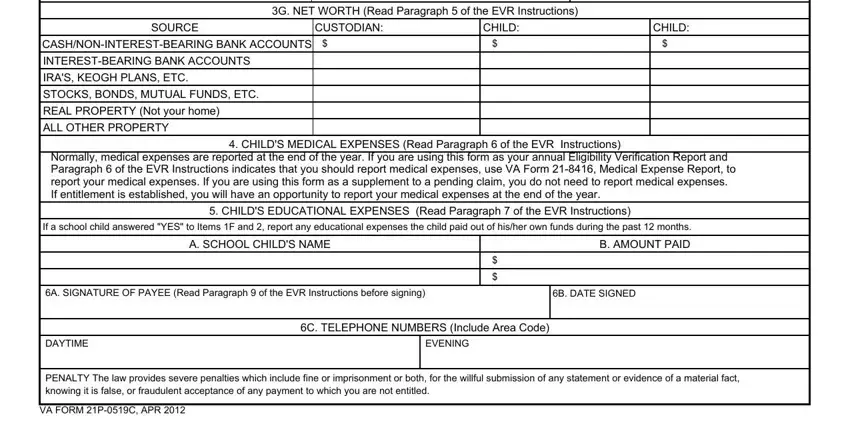 Filling in part 4 in Va Form 21P 0519C