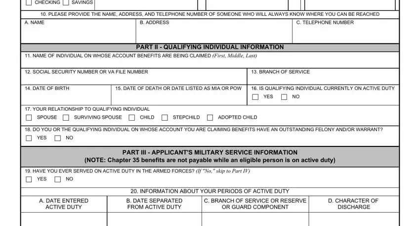 CHECKING, A NAME, and PLEASE PROVIDE THE NAME ADDRESS of form change va