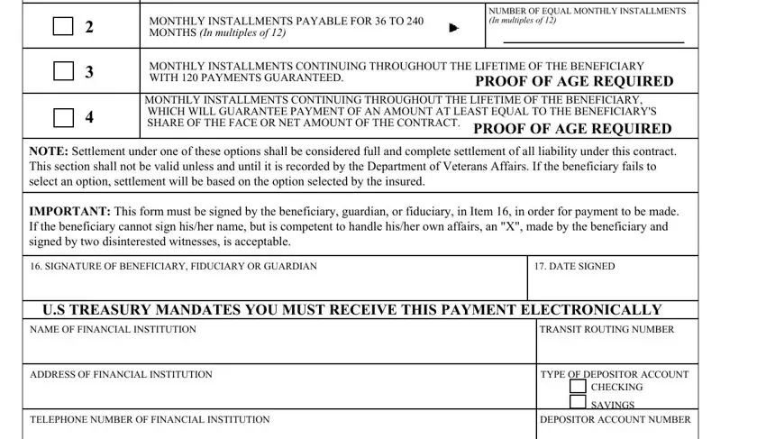 Part no. 2 for submitting Va Form 29 4125A