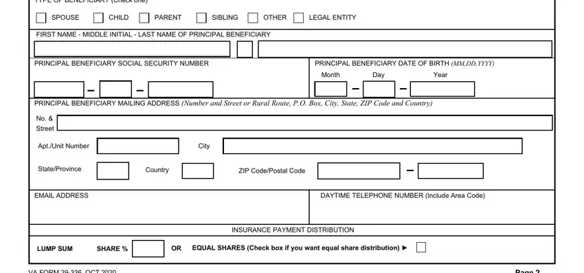 Step # 3 in filling in va life insurance beneficiary change