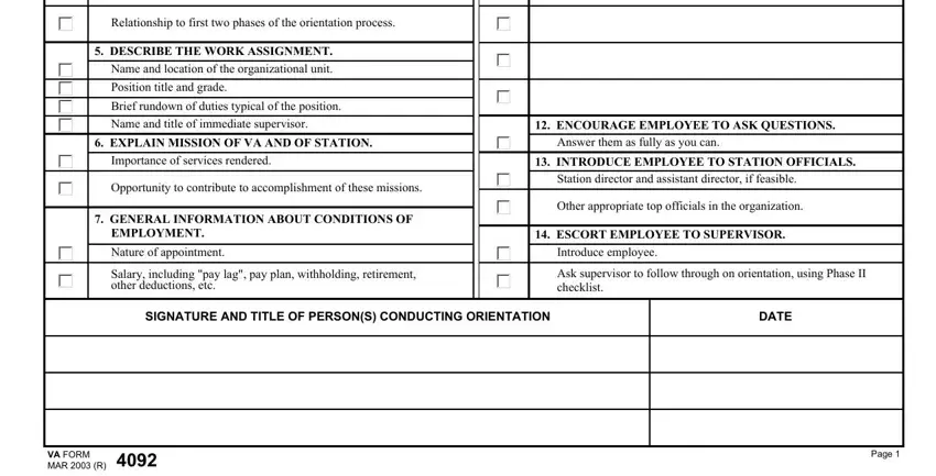 ENCOURAGE EMPLOYEE TO ASK, Nature of appointment, and Answer them as fully as you can in va 4092
