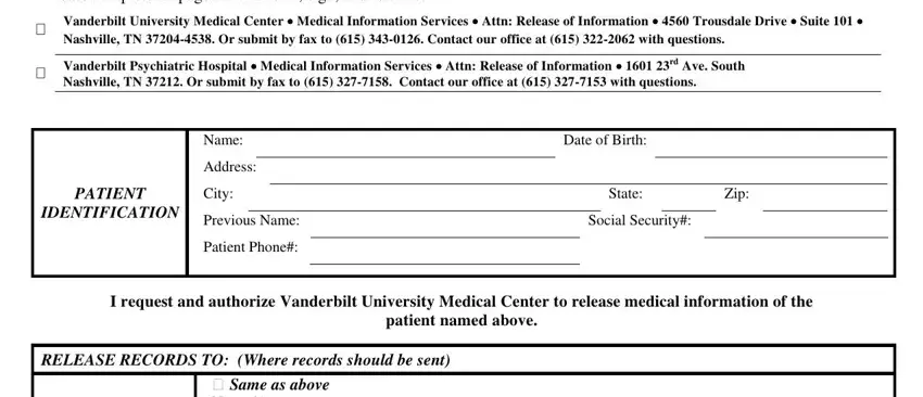 Part no. 2 in filling in vanderbilt authorization release