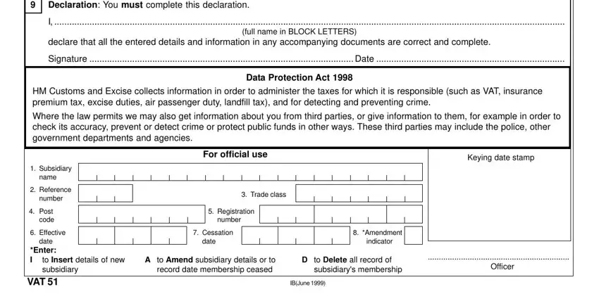 Stage number 3 for filling out vat 50 pdf