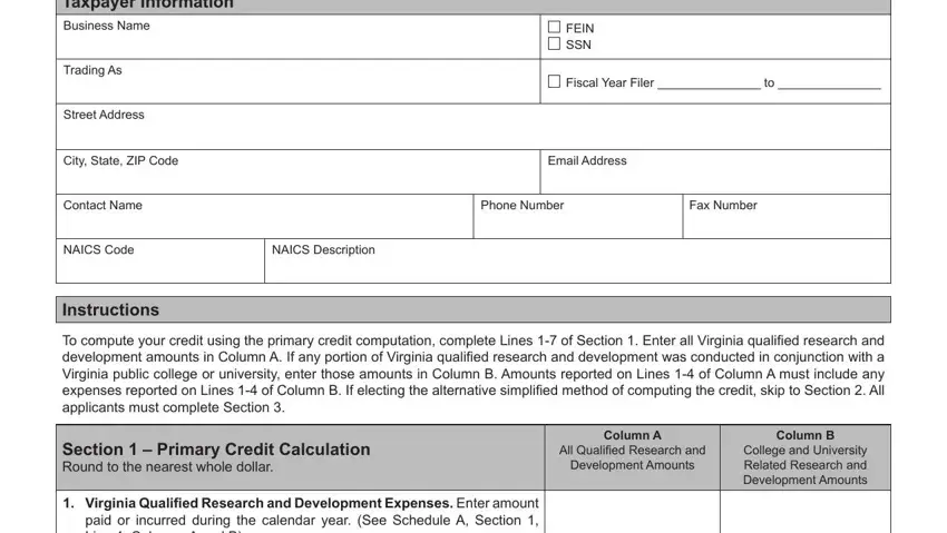 Part number 1 for filling in Virginia Form Rdc