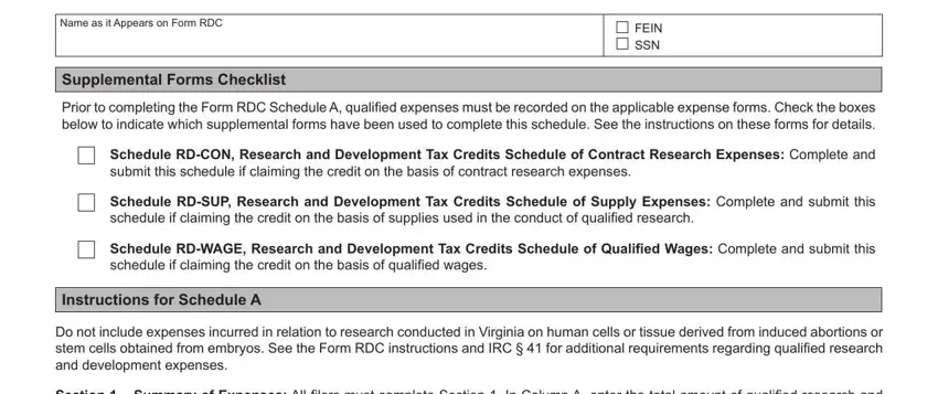 Step # 5 in filling out Virginia Form Rdc