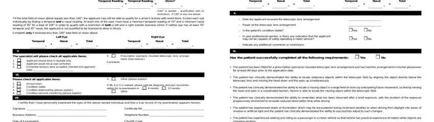 Step number 1 in filling out Illinois Vision Specialist Report Form
