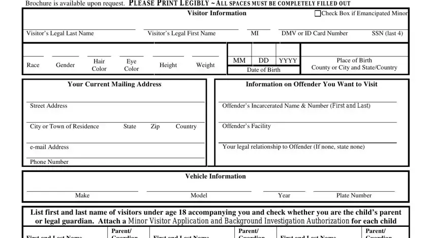 Stage no. 1 for submitting virginia correctional visitation application