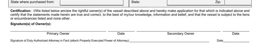 Filling out segment 5 of form vl1