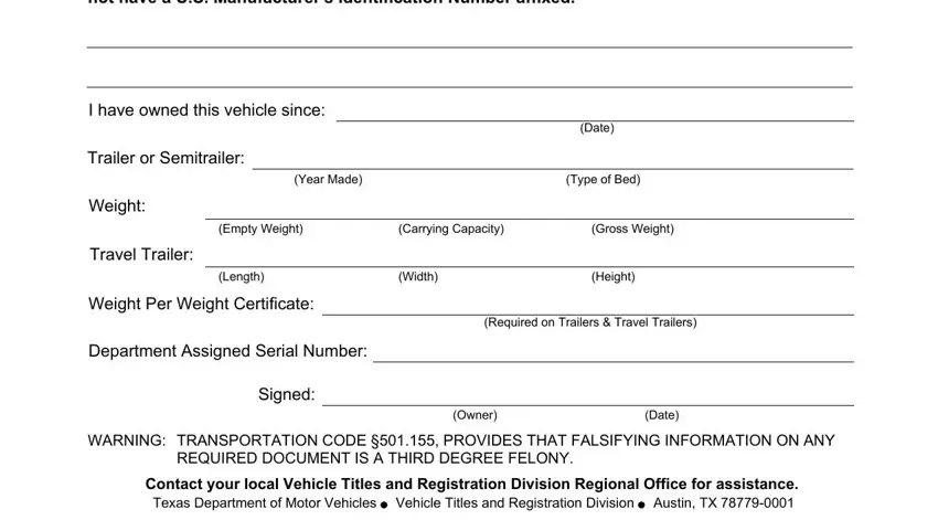 Weight Per Weight Certificate, Width, and Year Made in txdmv