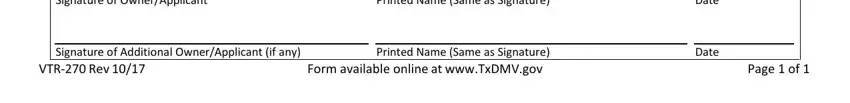 Step no. 2 for filling out texas form vtr 270