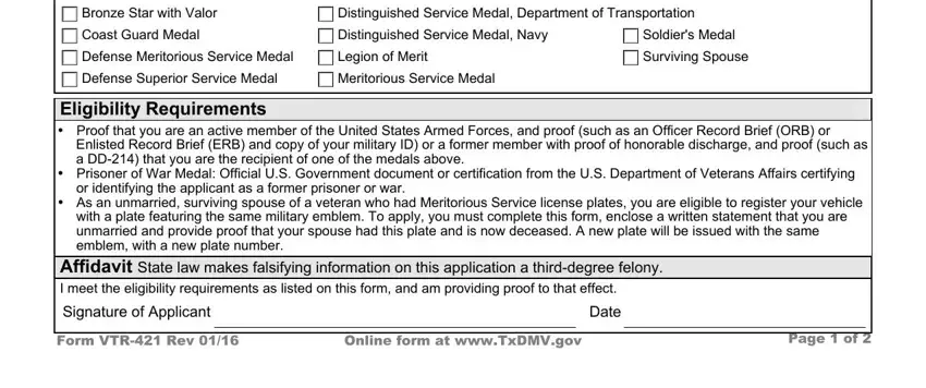 Filling in section 2 of rts