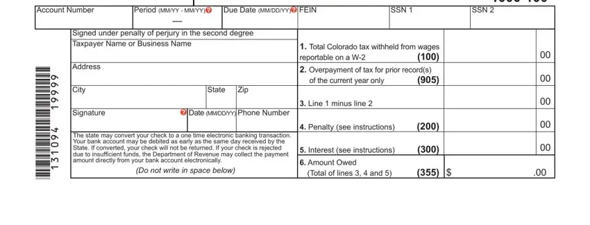 Learn how to complete W2 Colorado Form stage 1