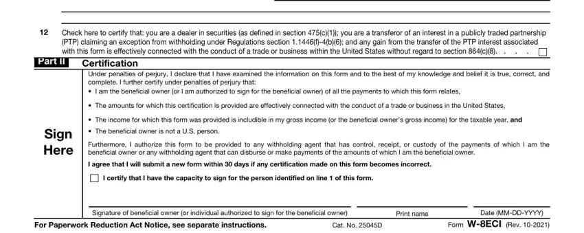 Stage number 2 for submitting W 8Eci Form