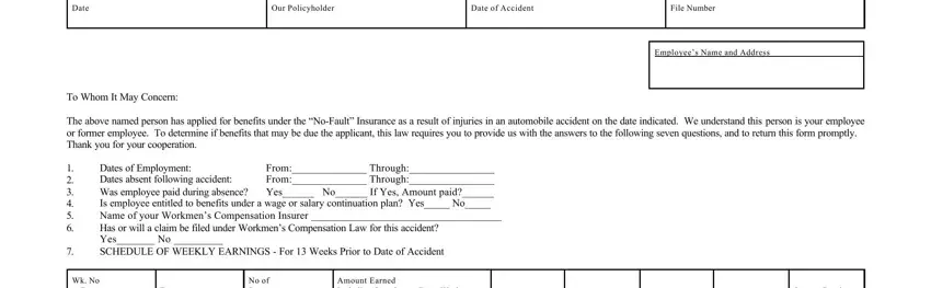 Filling out section 1 in wage form for food stamps