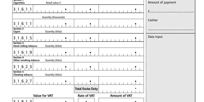 Quantity kilos, Quantity kilos, and Section  Other smoking tobacco in w6 form online