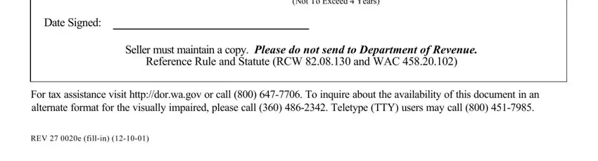 Part number 3 of filling in resale washington certificate