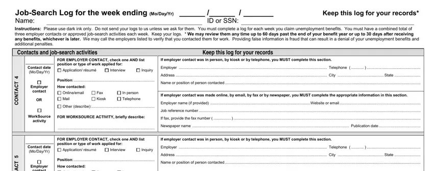 Employer, Keep this log for your records, and activity of wa ui job log