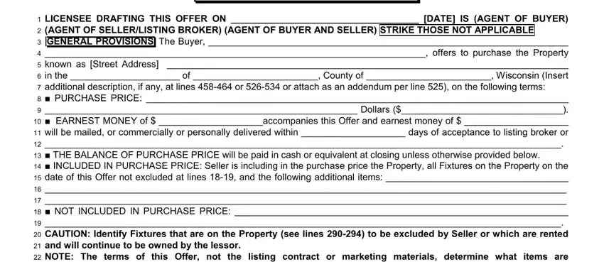 Step number 1 of submitting wisconsin wb 13 vacant land offer to purchase