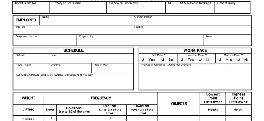 Stage no. 1 for completing form wc 240a