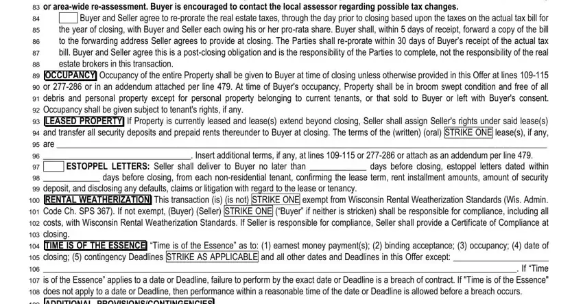 Part # 5 for filling in commercial real estate offer to purchase form