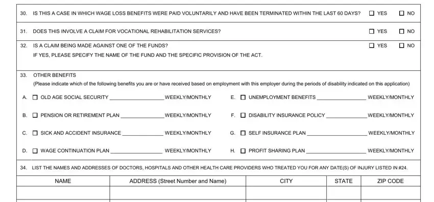 YES, SICK AND ACCIDENT INSURANCE, and YES in ocr 104a