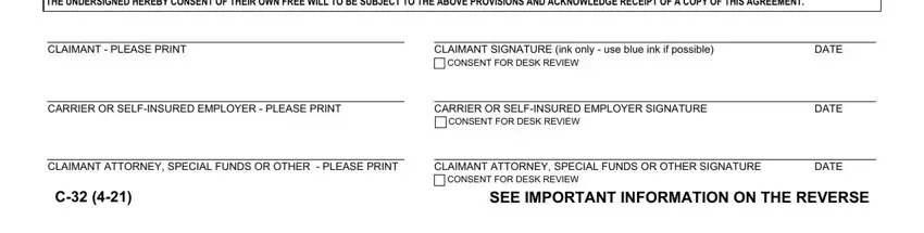 CONSENT FOR DESK REVIEW, THIS AGREEMENT IS PREPARED AND, and CLAIMANT ATTORNEY SPECIAL FUNDS OR inside wcl section 32 form