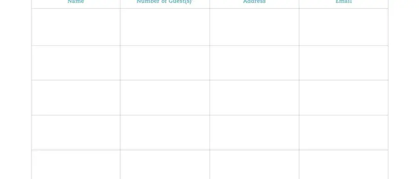 Writing section 1 in Wedding Guest List Template Form