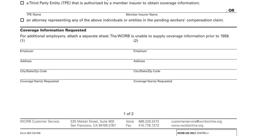 Completing section 2 of insurer