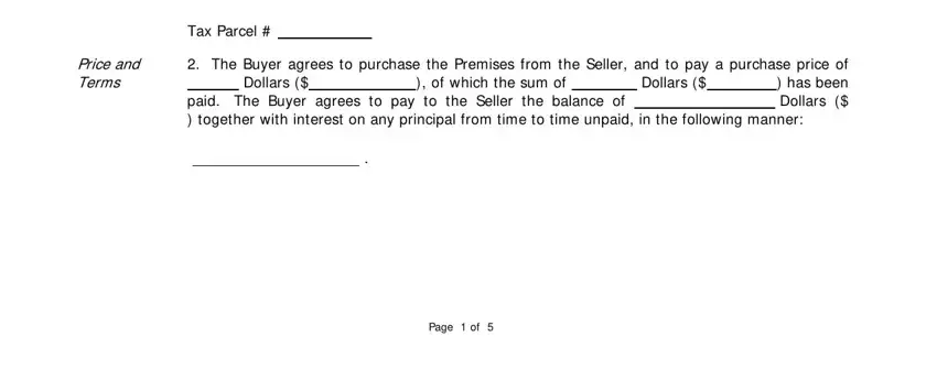Filling out segment 2 of land contract form for michigan