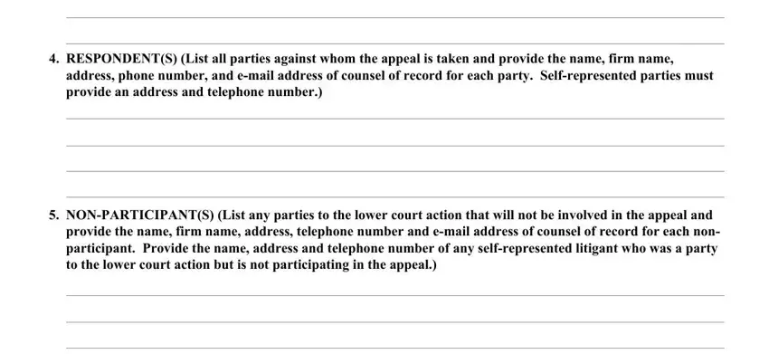 Step # 2 of filling out wv supreme court of appeals forms