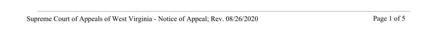 Stage # 3 in completing wv supreme court of appeals forms