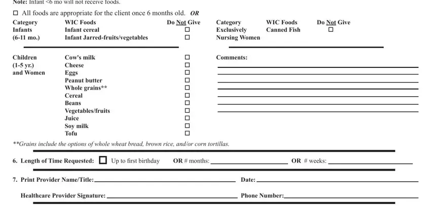 Filling in segment 2 in arizona wic form