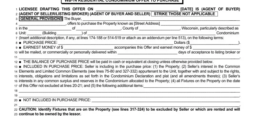 Stage # 1 for submitting wisconsin condominium offer to purchase form