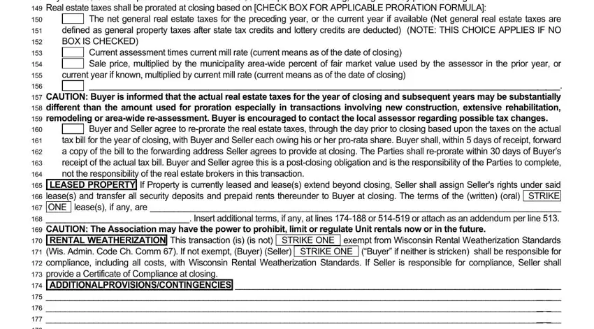 PROPERTY CONDITION REPRESENTATIONS, Buyer and Seller agree to, and The net general real estate taxes inside wisconsin condominium offer to purchase form